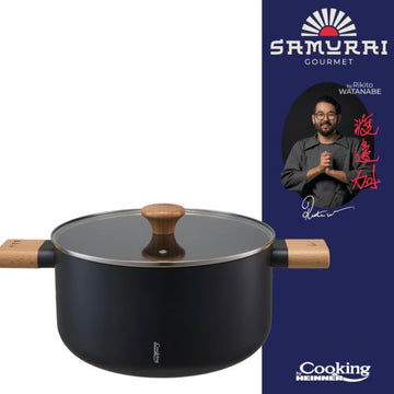 Oala cu capac Cooking by Heinner - Samurai Gourmet by Rikito Watanabe, invelis ceramic, inductie, 24 x 12.5 cm, 5.3 L