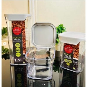 Set 3 Recipiente Alimentare din Plastic cu Capac Etanș 500 ml 1 litru și 1.5 litri Pastrare Cereale și Alimente