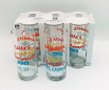 Set 6 pahare din sticlă colorate 270 ml pentru Suc, Apă, Cocktailuri și Ice Tea