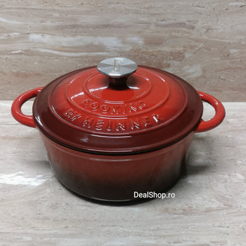 Cratita 4 litri fonta emailata Cooking by Heinner, Red Line cu capac 24 x 11,5 cm