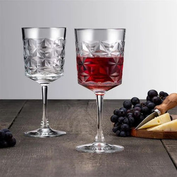 Set 4 Pahare Estrella 340 ml – Sticlă elegantă cu picior, design geometric pentru vin, apă sau cocktail