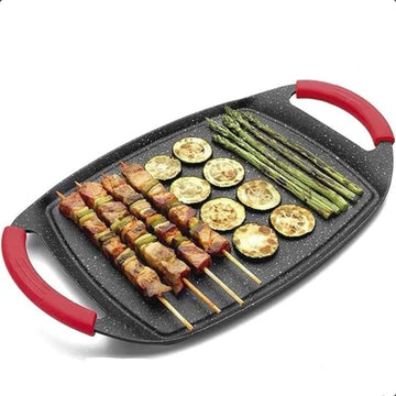 Tigaie plita gratar antiaderenta cu manere detasabile 47 x 29 cm Ideala pentru Inductie Royalty Line