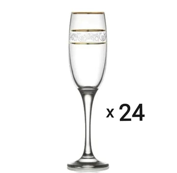 Set 24 pahare sampanie din sticla Lav Adora Gold 190 ml