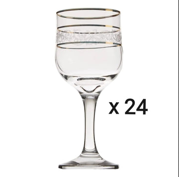 Set 24 pahare cu picior LAV Adora Gold 320 ml Eleganță Maximă pentru Servirea Băuturilor Premium