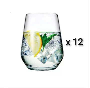 Set 12 pahare din sticla pentru Apa Suc Vin Frape KING 410 ml Ideale pt terasa piscina evenimente