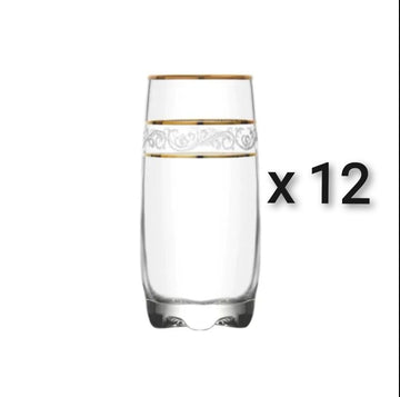 Set 12 pahare long Drink Lav Adora Gold 390 ml Eleganta si Rafinament pentru Băuturi