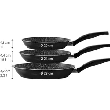 Set 3 tigai cu invelis de marmura Royalty Line, Negru, RL-FM3F3BK
