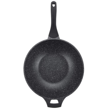 Tigaie Wok, Royalty Line RL-BW32ML 32 cm, 5,9 litri interior marmura, fără capac