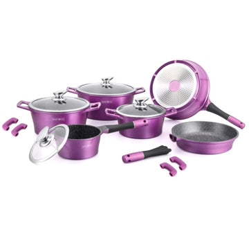 Set cratite 14 piese Royalty Line, Invelis marmura Mov RL-ES2014M