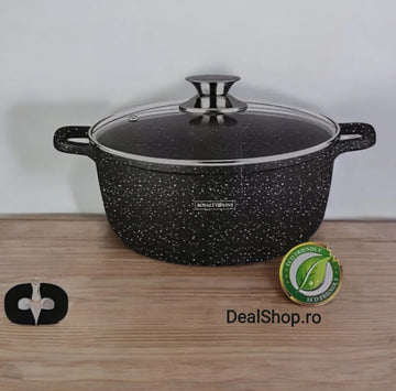 Cratita 14 Litri interior marmura capac sticla 36 cm Royalty Line RL-BS36ML