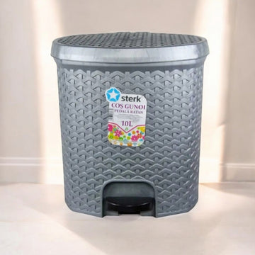 Cos de gunoi cu pedala Ratan 10 Litri, Gri