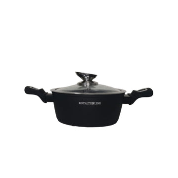 Cratita 4,2 litri cu capac sticla Invelis de Marmura Royalty Line Negru