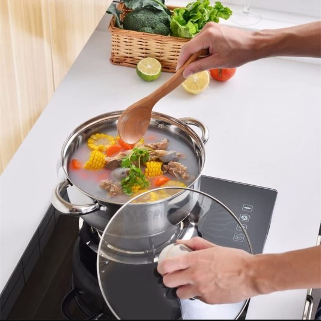 Cratita 6,5 litri inox capac de sticla fund multistrat Royalty Line Gatit Eficient și sanatos