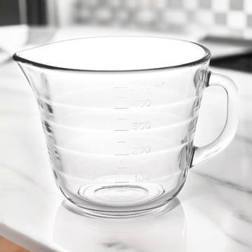 Latiera gradata 500 ml, din sticla, pentru spumare lapte, cappuccino tip ulcior barista cu maner