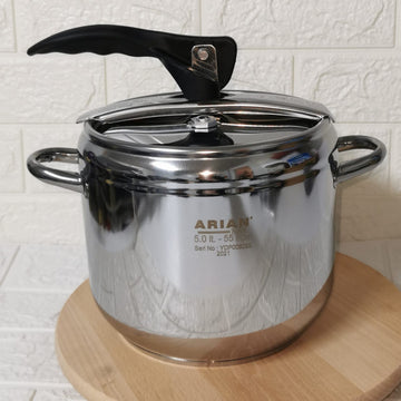 Oală sub presiune 5 litri litri inox cu fund multistrat Arian Cucta Ideala pentru sarmale si supe CADOUL PERFECT