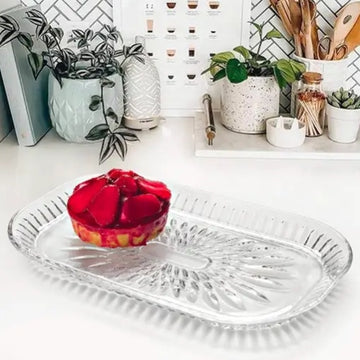 Platou din Sticlă Dreptunghiular Vetro 29,5 x 17,5 cm Ideal pentru Aperitive și Deserturi