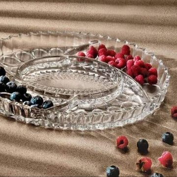 Platou aperitiv deserturi sticla rezistenta oval 30 x 21 cm Nova