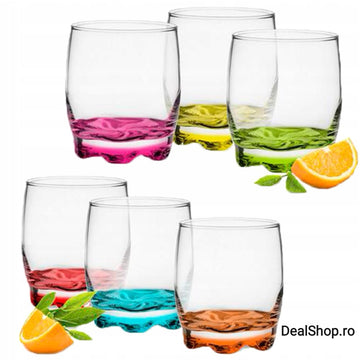 Set 6 pahare sticla color 290 ml Ideale pt terasa piscina sau evenimente CADOUL PERFECT