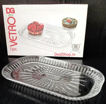Platou din sticla rezistenta dreptunghiular Vetro 29,5 x 17,5 cm