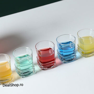 Set 12 pahare sticla pentru tuica lichior Lav Elegan 80 ml