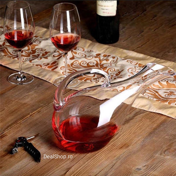 Decantor vin în forma de lebada 1500 ml Sticla Carafa vin Eleganță sculpturală pentru servire rafinată
