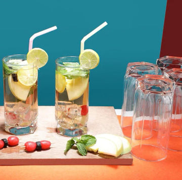 Set 6 Pahare din Sticla pentru Apă Suc Bere și Vin 440 ml Long Drink terasa piscina evenimente