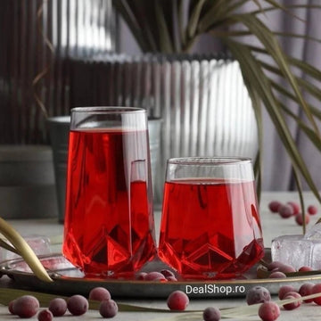 Set 12 Pahare din Sticlă LAV Valeria 400 ml și 460 ml Pentru Apă, Suc, Cocktailuri Ideale pentru Terasă, Piscină și Evenimente