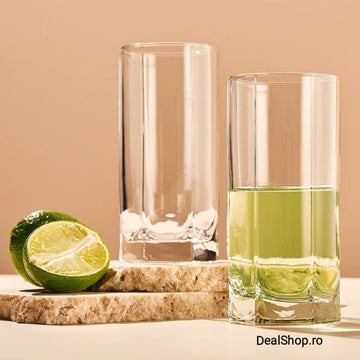 Set 6 Pahare din Sticla pentru Apă Suc Bere și Vin 440 ml Long Drink Pasabahce Tango