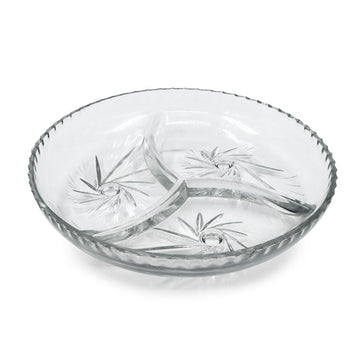 Platou aperitiv, sticla rezistenta, rotund compartimentat, 22 cm