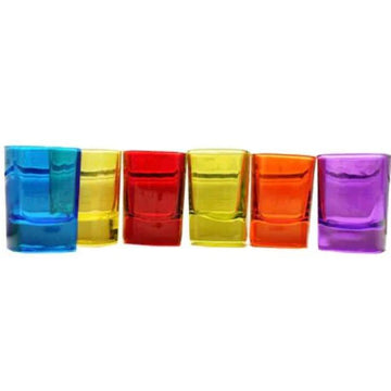 Set 12 pahare colorate sticla pentru țuică shoturi 55 ml