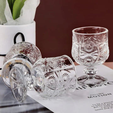 Set 12 pahare cu picior, 50 ml pentru tuica, sticla rezistenta