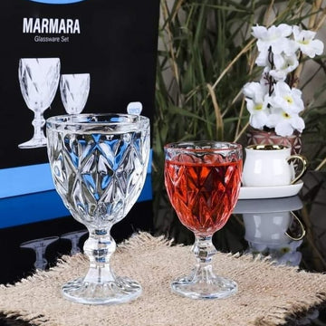 Set 12 pahare cu picior sticlă transparenta MARMARA 140 ml și 95 ml Eleganță pentru Orice Ocazie