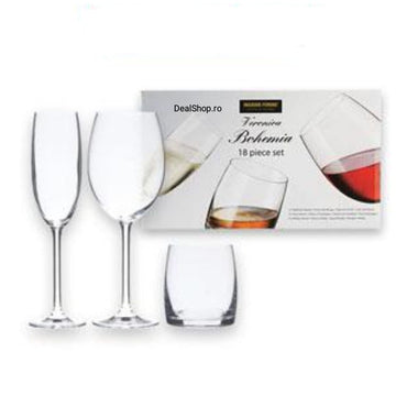 Set 18 pahare Cristal pentru Vin, Sampanie, Whiskey Veronica Bohemia