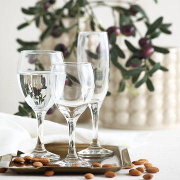 Set 18 pahare sticla vin si sampanie 190 ml 260 ml 210 ml LAV Misket pt terasa piscina evenimente