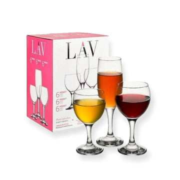 Set 18 pahare sticla vin si sampanie 190 ml 260 ml 210 ml LAV Misket