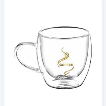 Set 2 cesti cafea cu pereti dubli termorezitente 250 ml mesaj Coffe