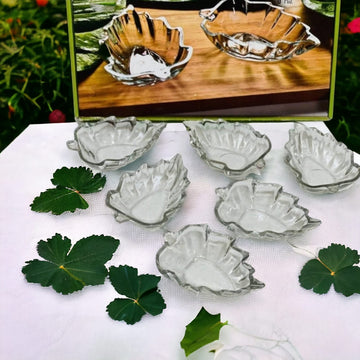 Set 6 Boluri Sticla în Forma de Frunza Eleganta Naturala pe Masa Ta pt EVENIMENTE CADOUL PERFECT