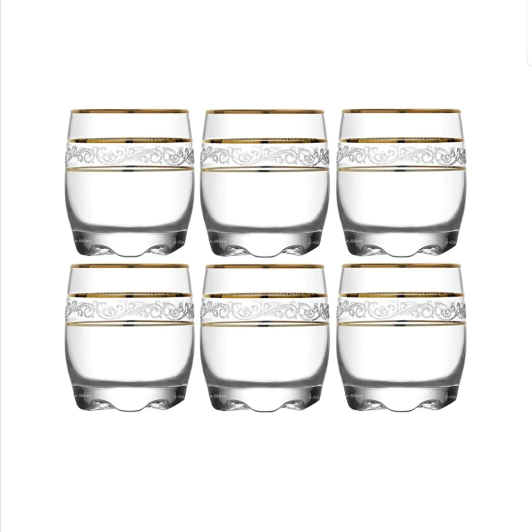 Eleganta si rafinament Set 6 pahare aurii suc apa tarie vin 290 ml Lav Adora Gold Lux evenimente