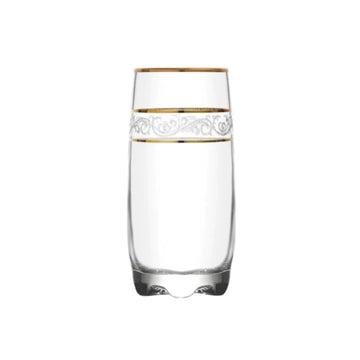 Set lux 6 pahare vin apa suc sticla Lav Adora Gold long drink 390 ml