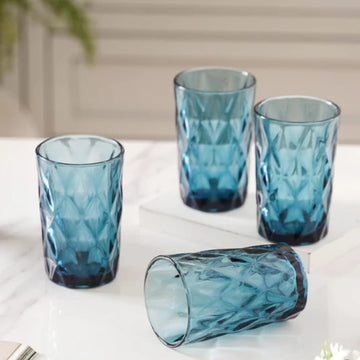 Set de 6 pahare din sticla, 400 ml, blue pt terasa piscina evenimente CADOUL PERFECT