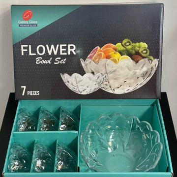 Set de 7 boluri sticla Rezistenta Flower Design Elegant pentru Servire si Depozitare