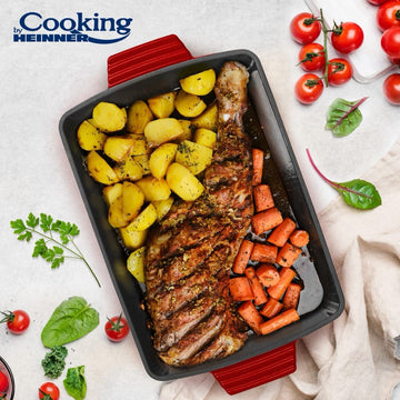 Tava cuptor fonta EMAILATA 33x23x7 Cm tava friptura RED LINE COOKING BY HEINNER gateste sanatos