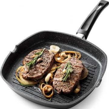 Tigaie Grill Marmorata 28 cm Royalty Line RL-AG28M culoare negru