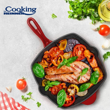 Tigaie grill fonta emailata Red Line Cooking by Heinner 26.5x4.5 cm tigaie gratar Gateste sanatos