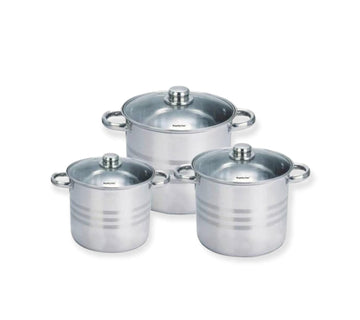 Set 3 oale inox cu capace, 11,1L, 13,5L, 16,2L, Royalty Line RL-SP4
