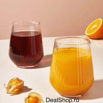 Set 6 pahare 425 ml Allegra Focus design striat din sticlă, moderne