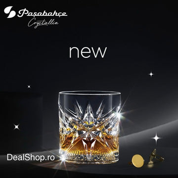 Set 4 pahare whisky din sticlă Pasabahce Cielo 350 ml – Pahare Crystalin pentru whisky bourbon și cocktailuri 68484