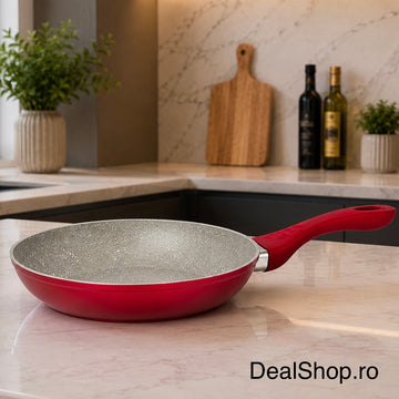 Tigaie cu inveliș granit 24 cm Red – antiaderenta compatibilă cu toate sursele de căldură SW1510-24