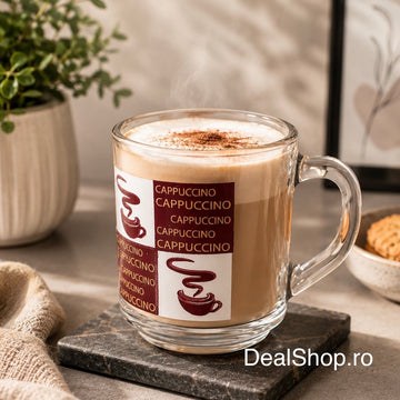 Set 6 cești din sticlă Daily Glass Cappuccino 250 ml – căni cafea, cappuccino și latte, design elegant