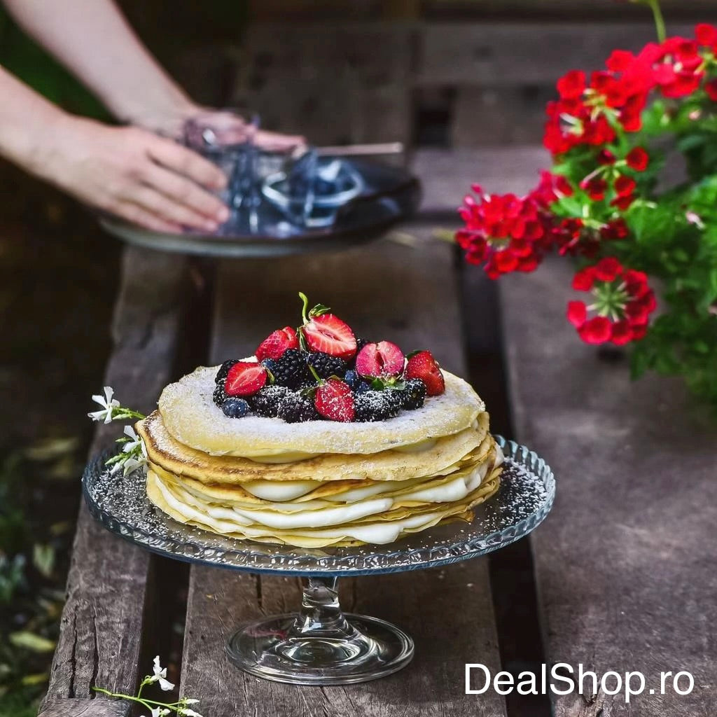 Platou pentru patiserie cu picior din sticlă Pattiserie 32 cm – Suport elegant pentru tort și deserturi